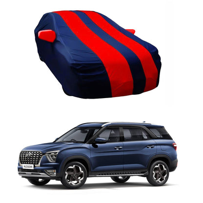 Oshotto Taffeta Car Body Cover with Mirror and Antenna Pocket For Hyundai Alcazar (Red, Blue)