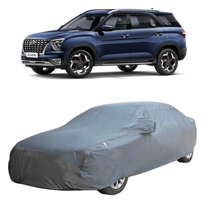 Oshotto Dark Grey 100% Anti Reflective, dustproof and Water Proof Car Body Cover with Mirror Pocket For Hyundai Alcazar