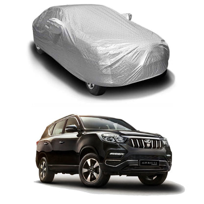 Oshotto Spyro Silver Anti Reflective, dustProof Silver and Water Proof Silver Car Body Cover with Mirror Pockets For Mahindra Alturass G4