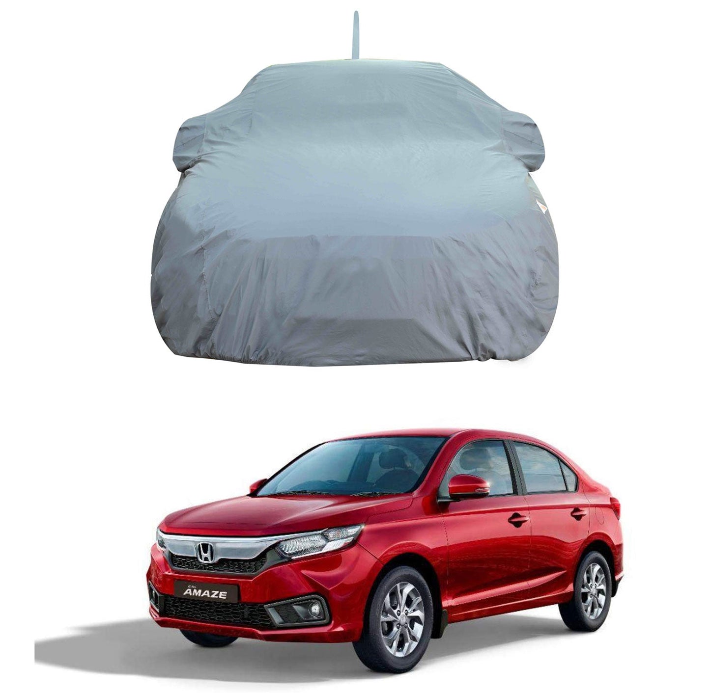 Oshotto Dark Grey 100% Anti Reflective, dustproof and Water Proof Car Body Cover with Mirror Pockets, Antenna For Honda Amaze Old (2013-2017)