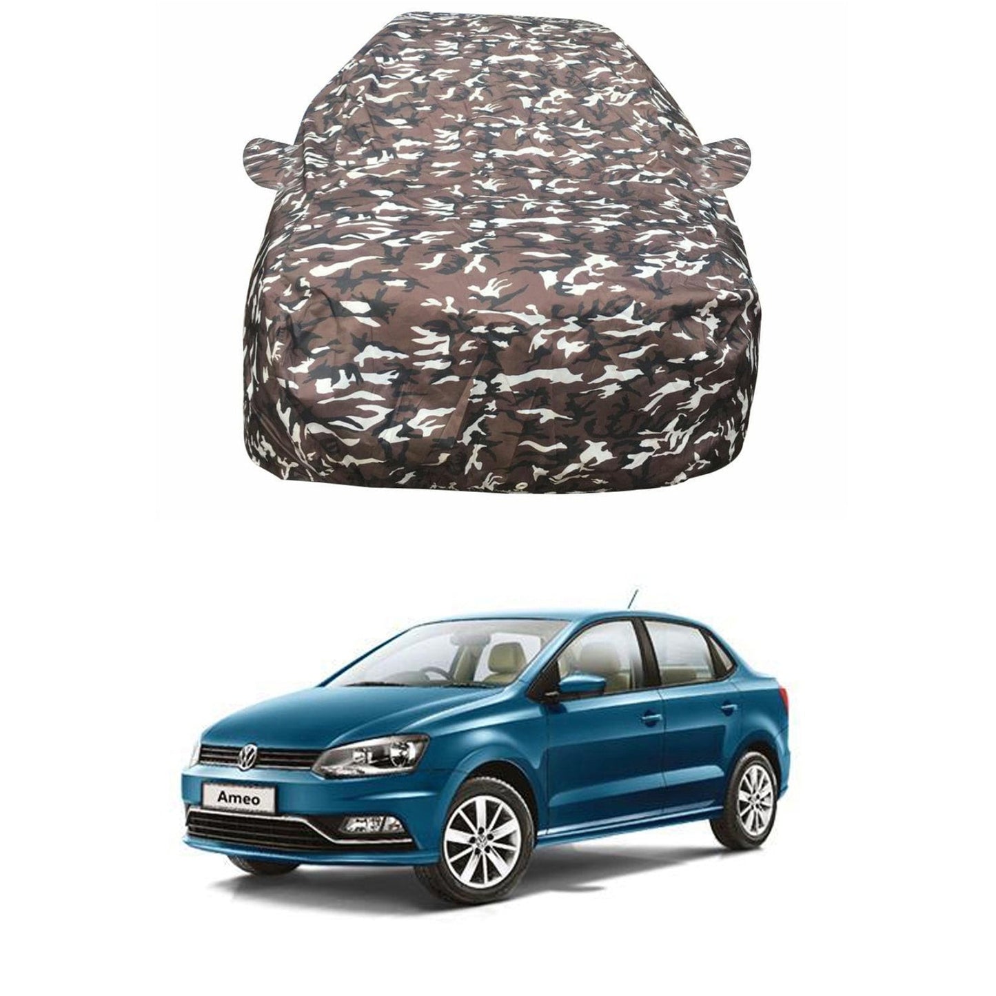 Oshotto Ranger Design Made of 100% Waterproof Fabric Multicolor Car Body Cover with Mirror Pockets For Volkswagen Ameo