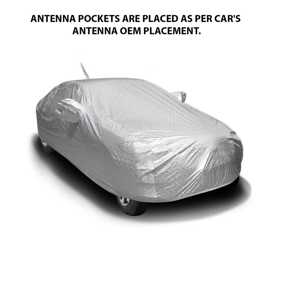 Oshotto Spyro Silver Anti Reflective, dustproof and Water Proof Car Body Cover with Mirror Pockets For Maruti Suzuki Swift 2011-2023 (with Antenna Pocket)