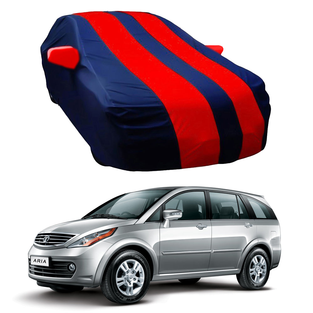 Oshotto Taffeta Car Body Cover with Mirror Pocket For Tata Aria (Red, Blue)