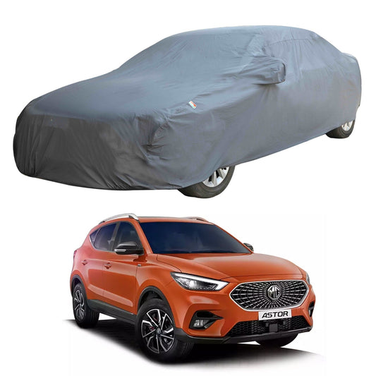 Oshotto Dark Grey 100% Anti Reflective, dustproof and Water Proof Car Body Cover with Mirror Pockets For MG Astor