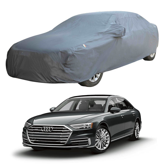 Oshotto Dark Grey 100% Anti Reflective, dustproof and Water Proof Car Body Cover with Mirror Pockets For Audi A8