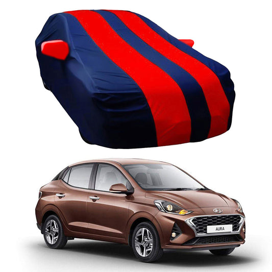 Oshotto Taffeta Car Body Cover with Mirror Pocket For Hyundai Aura (Red, Blue)