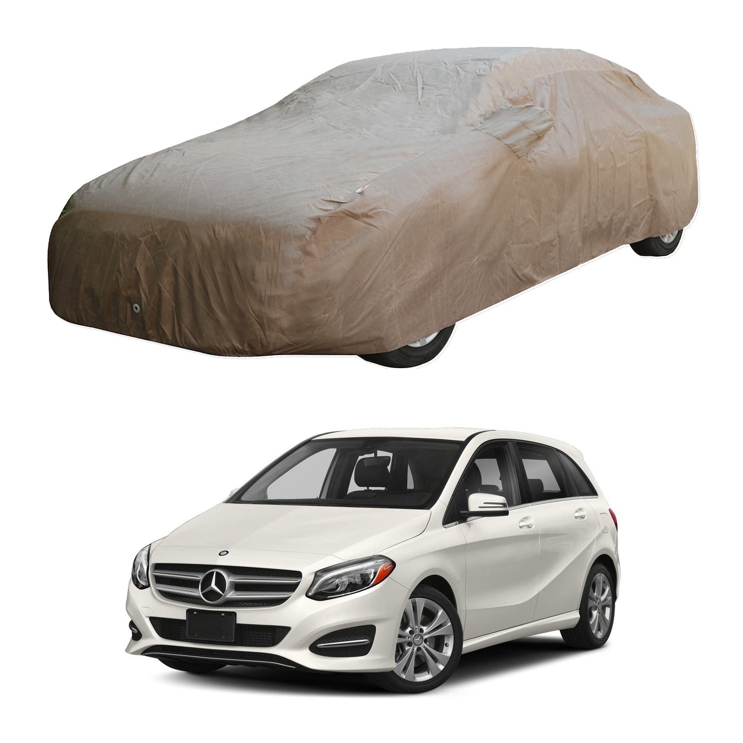 Oshotto Brown 100% Waterproof Car Body Cover with Mirror Pockets For Mercedes Benz B-Class