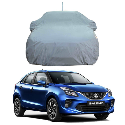 Oshotto Dark Grey 100% Anti Reflective, dustproof and Water Proof Car Body Cover with Mirror Pockets For Maruti Suzuki Baleno 2015-2019 (with Antenna Pocket)