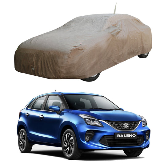 Oshotto Brown 100% Waterproof Car Body Cover with Mirror Pockets For Maruti Suzuki Baleno 2015-2019 (with Antenna Pockets)