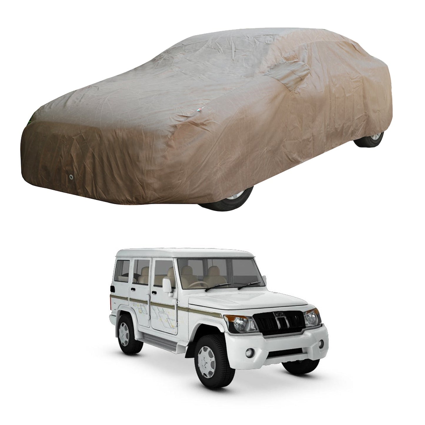 Oshotto Brown 100% Waterproof Car Body Cover with Mirror Pockets For Mahindra Bolero