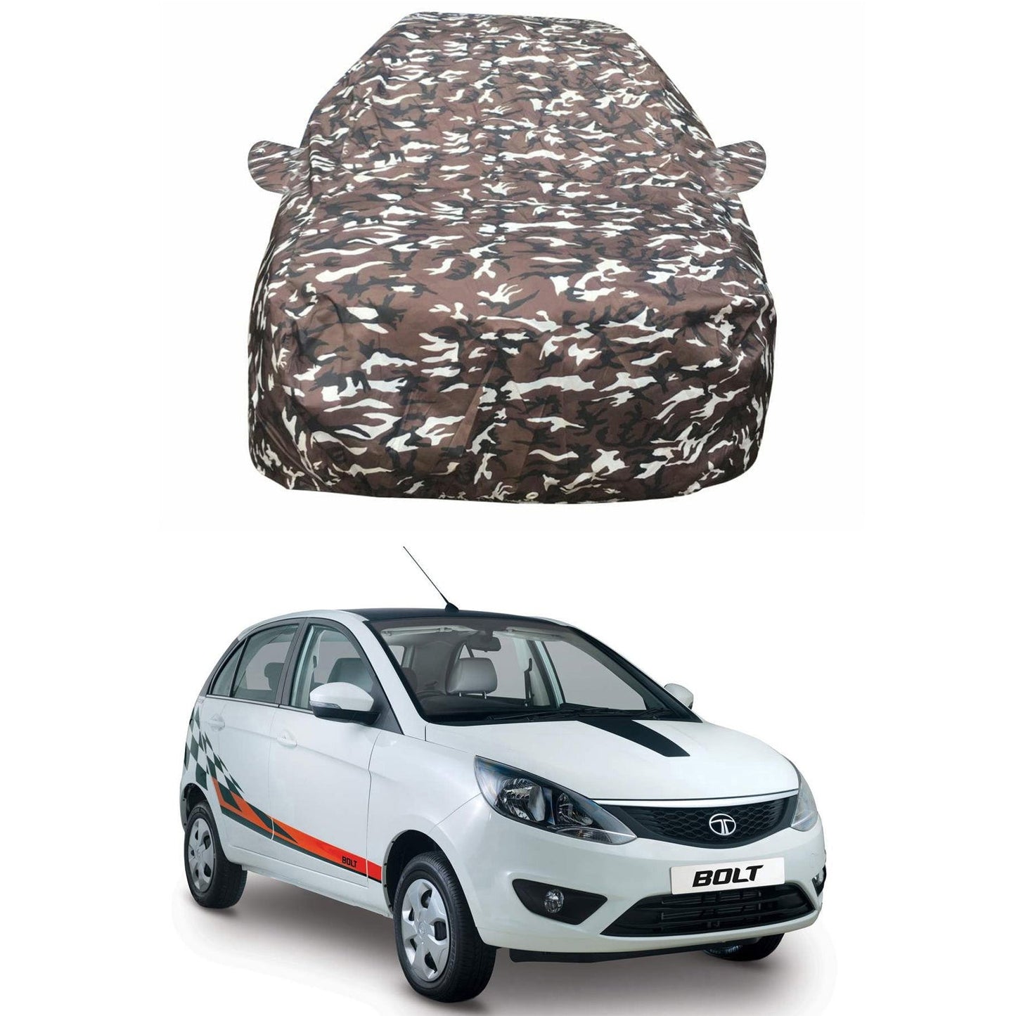 Oshotto Ranger Design Made of 100% Waterproof Fabric Car Body Cover with Mirror Pocket For Tata Bolt