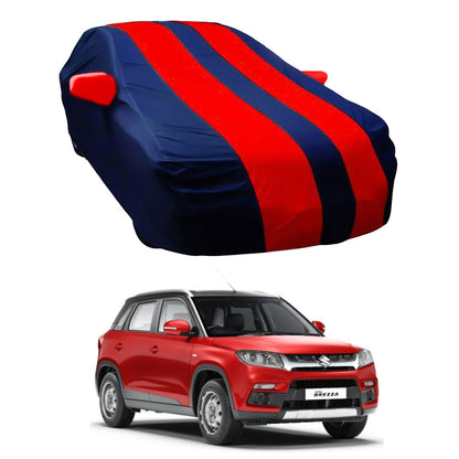 Oshotto Taffeta Car Body Cover with Mirror Pocket For Maruti Suzuki Brezza (Red, Blue)