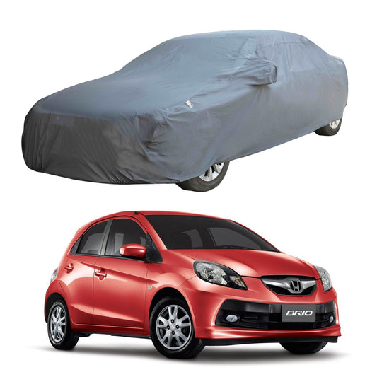 Oshotto Dark Grey 100% Anti Reflective, dustproof and Water Proof Car Body Cover with Mirror Pockets For Honda Brio