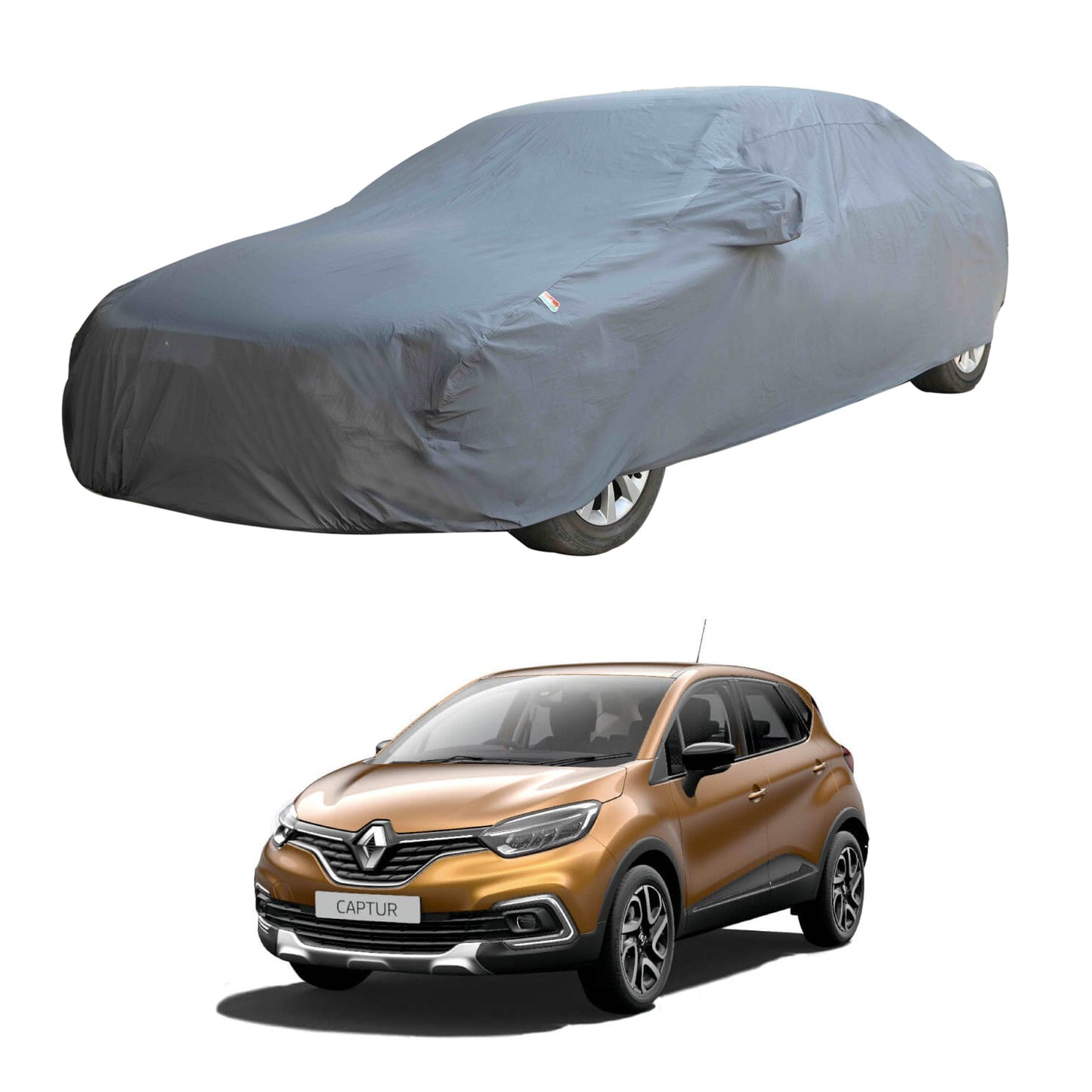 Oshotto Dark Grey 100% Anti Reflective, dustproof and Water Proof Car Body Cover with Mirror Pockets For Renault Captur