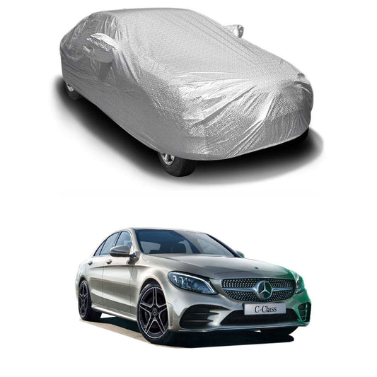 Oshotto Spyro Silver Anti Reflective, dustproof and Water Proof Car Body Cover with Mirror Pockets For Mercedes Benz C-Class (2010-2015)