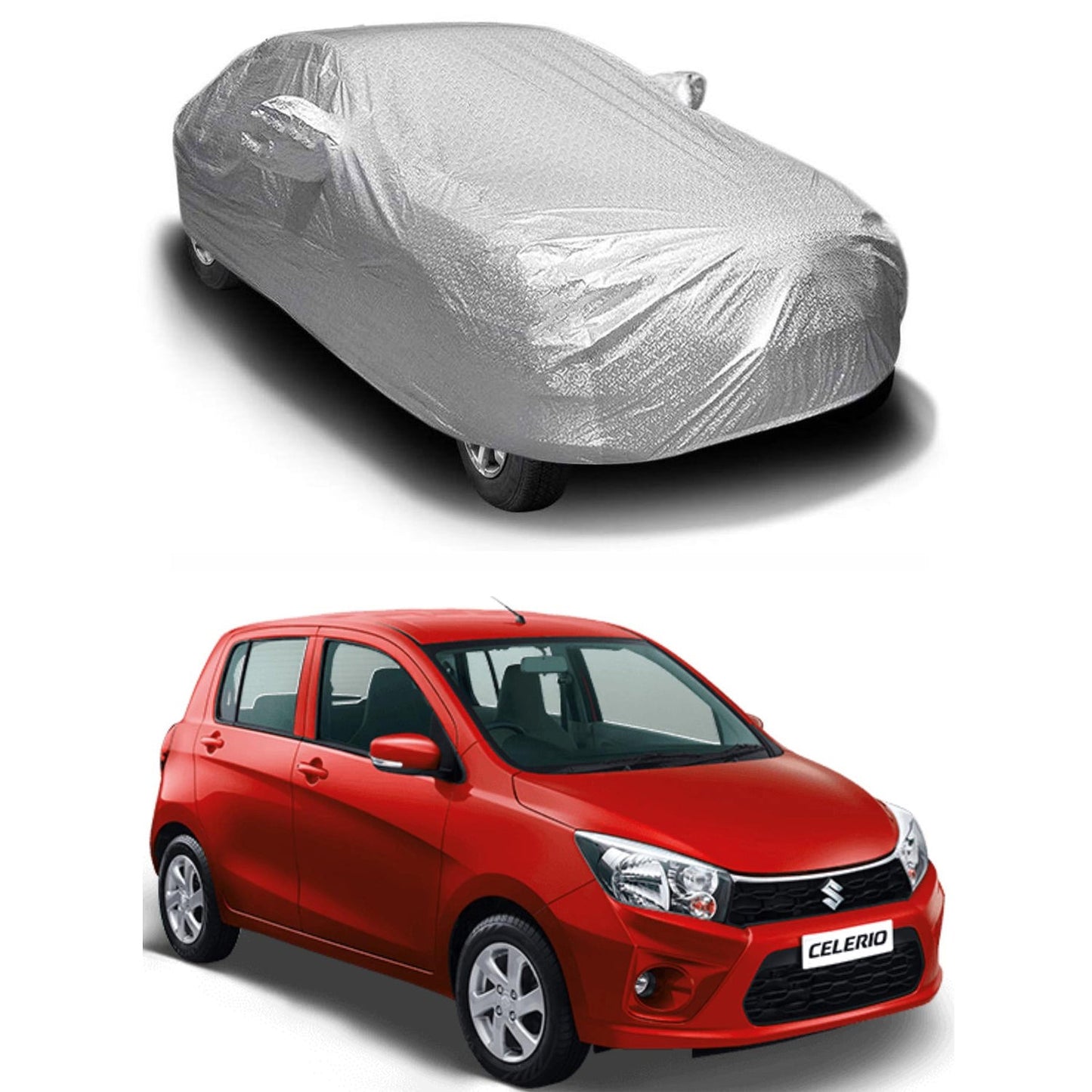 Oshotto Spyro Silver Anti Reflective, dustproof and Water Proof Car Body Cover with Mirror Pockets For Maruti Suzuki Celerio