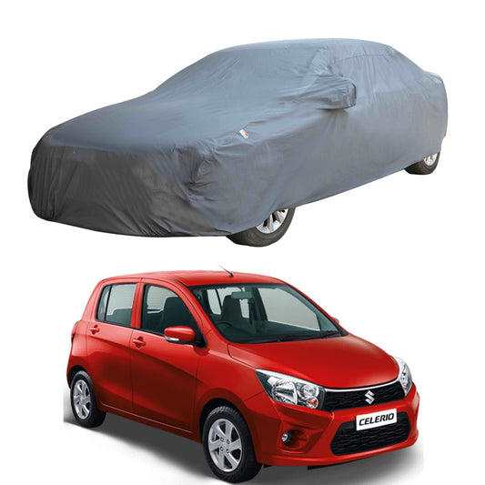 Oshotto Dark Grey 100% Anti Reflective, dustproof and Water Proof Car Body Cover with Mirror Pockets For Maruti Suzuki Celerio