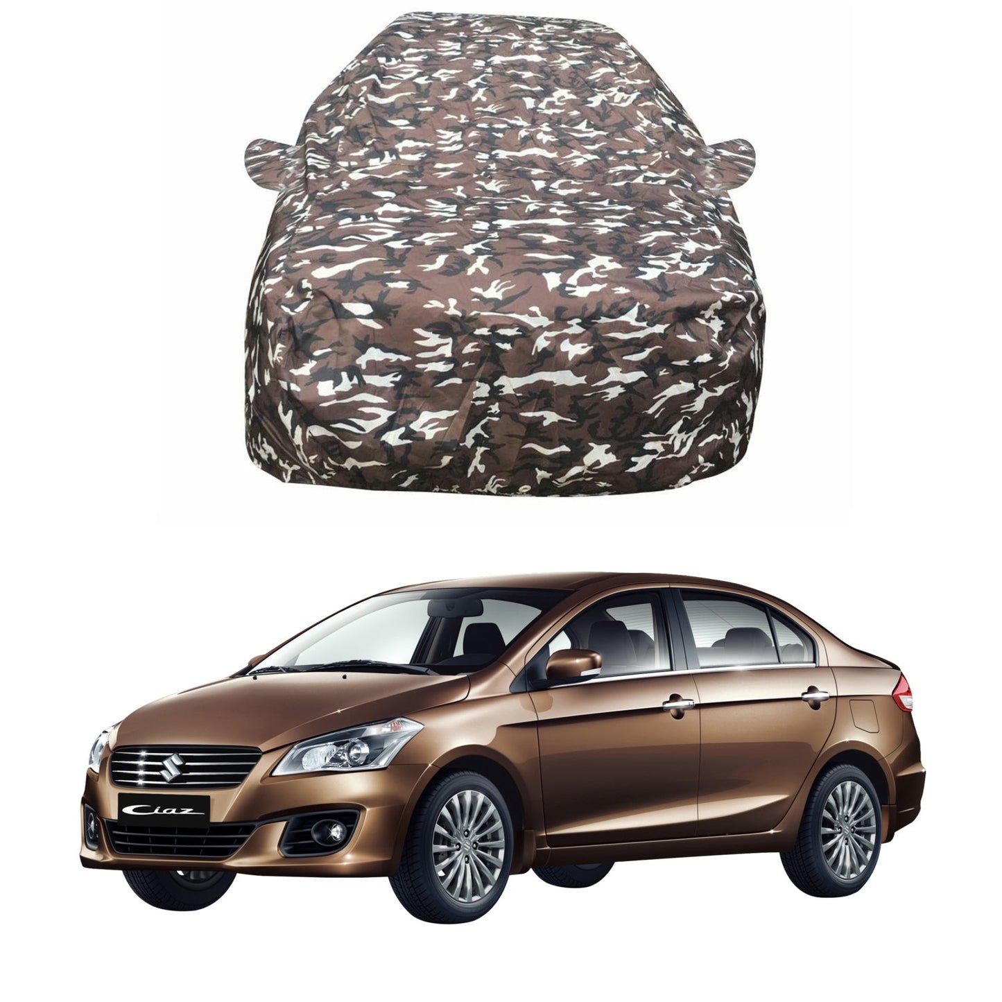 Oshotto Ranger Design Made of 100% Waterproof Fabric Car Body Cover with Mirror Pockets For Maruti Suzuki Ciaz
