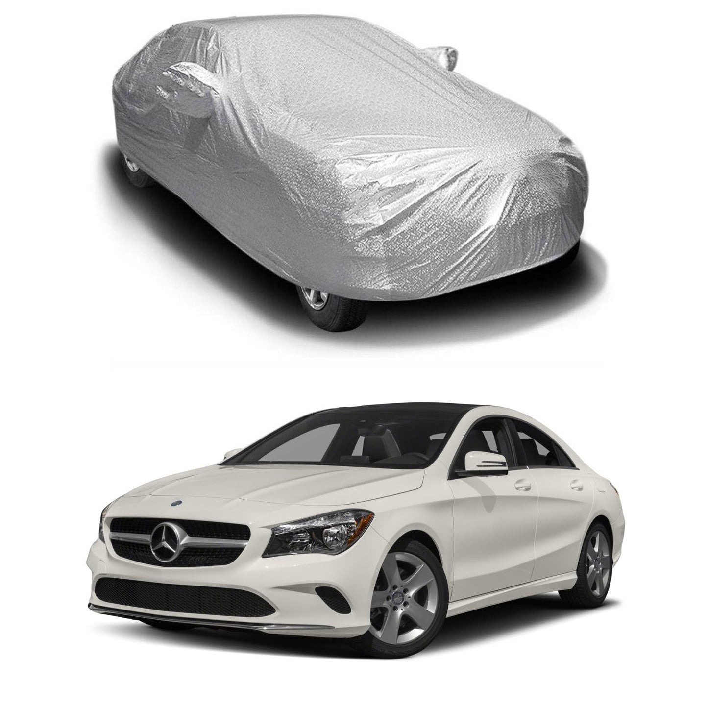 Oshotto Spyro Silver Anti Reflective, dustproof and Water Proof Car Body Cover with Mirror Pockets For Mercedes Benz CLA
