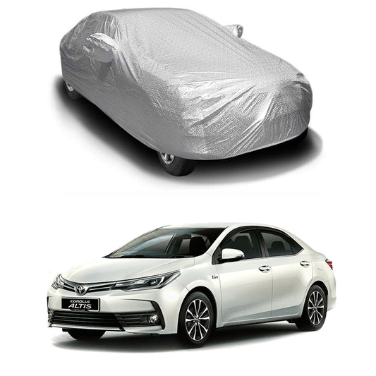 Oshotto Spyro Silver Anti Reflective, dustproof and Water Proof Car Body Cover with Mirror Pockets For Toyota Corolla Altis