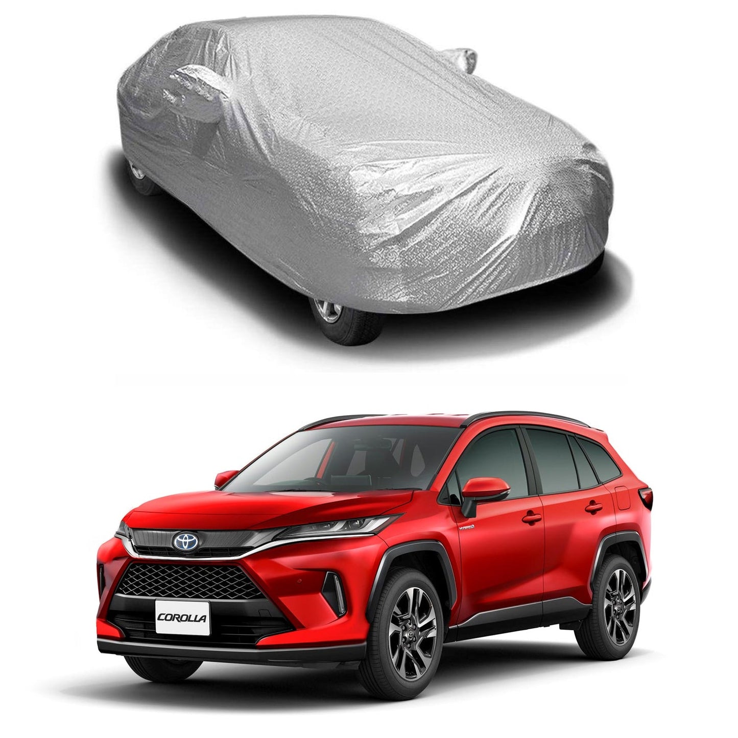 Oshotto Spyro Silver Anti Reflective, dustproof and Water Proof Car Body Cover with Mirror Pockets For Toyota Corolla