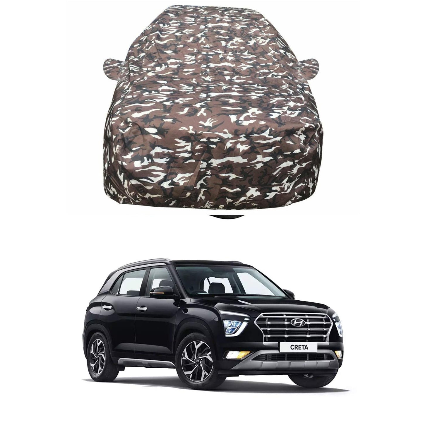 Oshotto Ranger Design Made of 100% Waterproof Fabric Car Body Cover with Mirror Pocket For Hyundai Creta 2020-2023