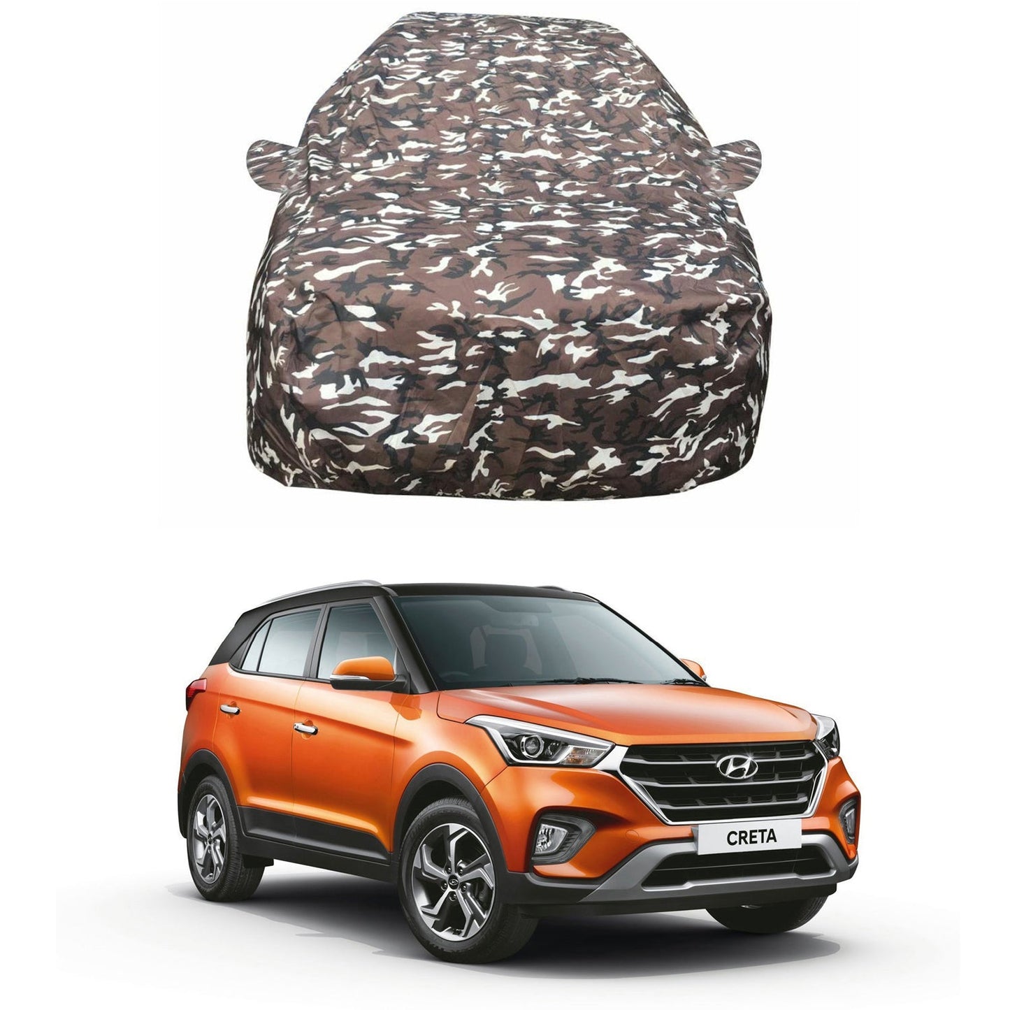 Oshotto Ranger Design Made of 100% Waterproof Fabric Multicolor Car Body Cover with Mirror Pocket For Hyundai Creta (2015-2019) All Models