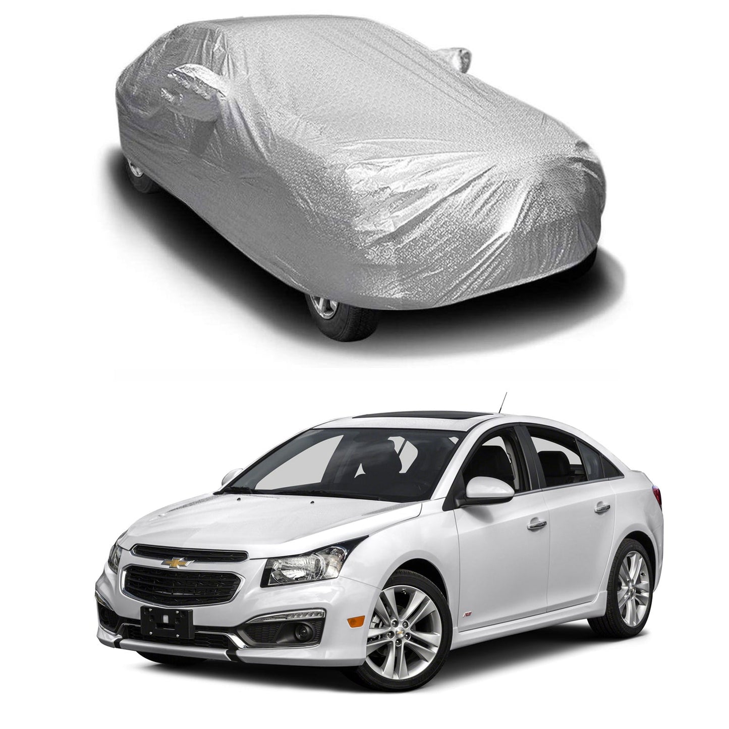 Oshotto Spyro Silver Anti Reflective, dustproof and Water Proof Car Body Cover with Mirror Pockets For Chevrolet Cruze