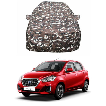 Oshotto Ranger Design Made of 100% Waterproof Fabric Multicolor Car Body Cover with Mirror Pockets For Datsun GO/Redi Go