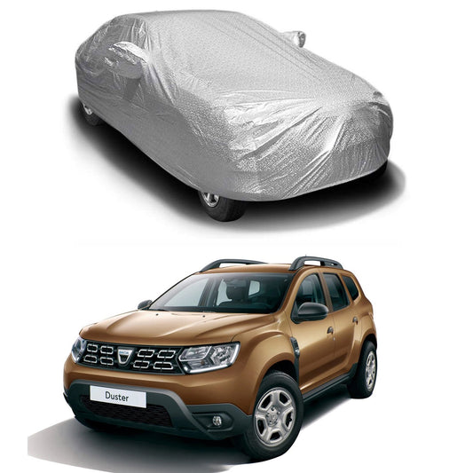 Oshotto Spyro Silver Anti Reflective, dustproof and Water Proof Car Body Cover with Mirror Pockets For Renault Duster