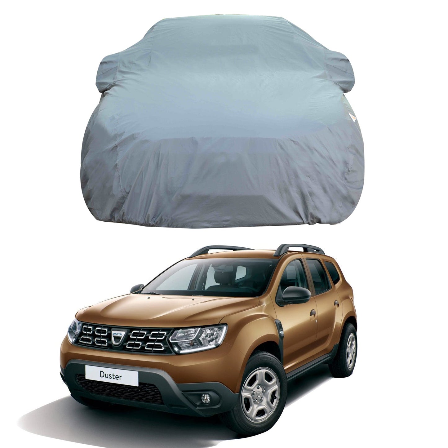 Oshotto Dark Grey 100% Anti Reflective, dustproof and Water Proof Car Body Cover with Mirror Pocket For Renault Duster