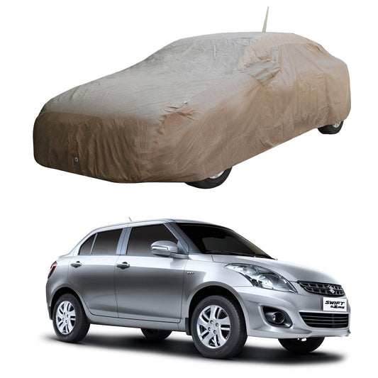 Oshotto Brown 100% Waterproof Car Body Cover with Mirror Pockets For Maruti Suzuki Swift Dzire 2012-2023 (with Antenna Pockets)