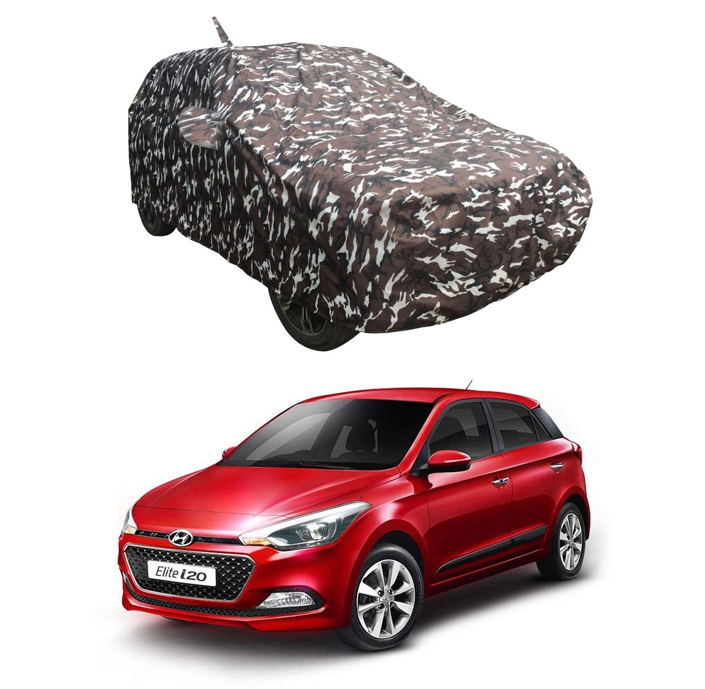 Oshotto Ranger Design Made of 100% Waterproof Fabric Car Body Cover with Mirror Pockets For Hyundai i20 Elite/Active 2014-2023 (with Antenna Pocket)