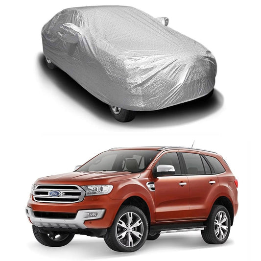 Oshotto Spyro Silver Anti Reflective, dustproof and Water Proof Car Body Cover with Mirror Pockets For New Endeavour