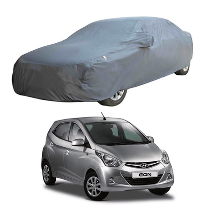 Oshotto Dark Grey 100% Anti Reflective, dustproof and Water Proof Car Body Cover with Mirror Pockets For Hyundai EON