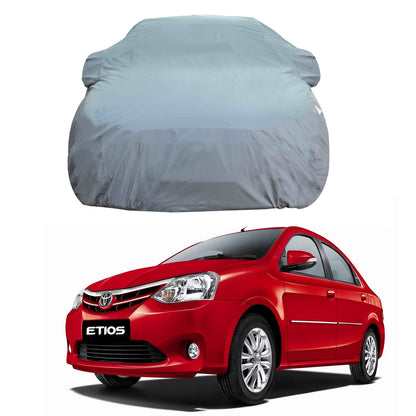 Oshotto Dark Grey 100% Anti Reflective, dustproof and Water Proof Car Body Cover with Mirror Pockets For Toyota Etios