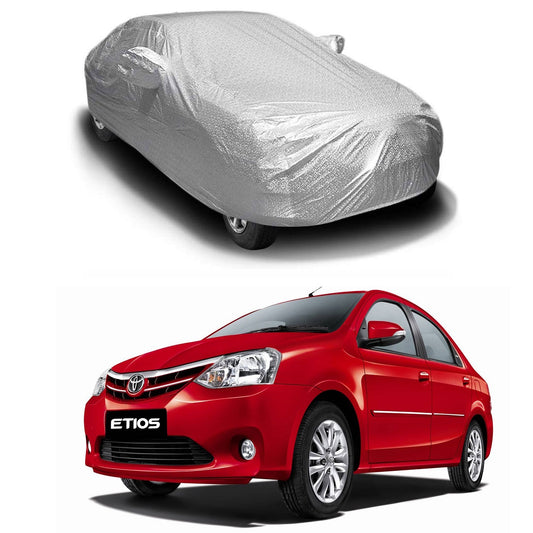 Oshotto Spyro Silver Anti Reflective, dustproof and Water Proof Car Body Cover with Mirror Pockets For Toyota Etios