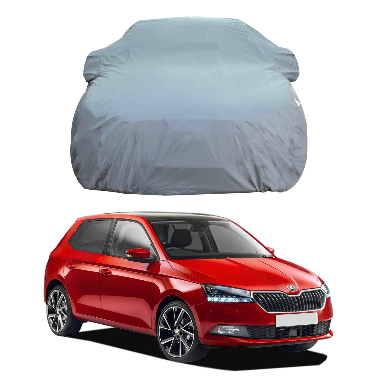 Oshotto Dark Grey 100% Anti Reflective, dustproof and Water Proof Car Body Cover with Mirror Pockets For Skoda Fabia