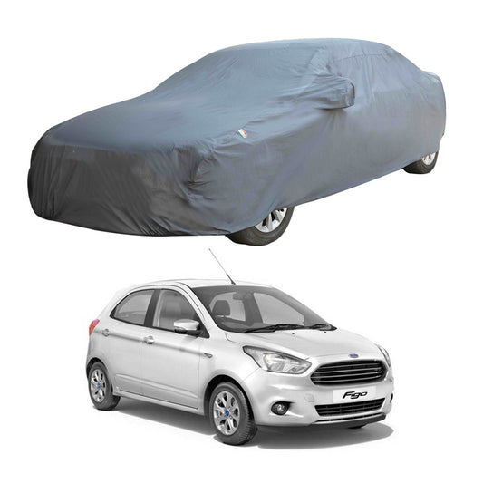 Oshotto Dark Grey 100% Anti Reflective, dustproof and Water Proof Car Body Cover with Mirror Pockets For Ford Figo