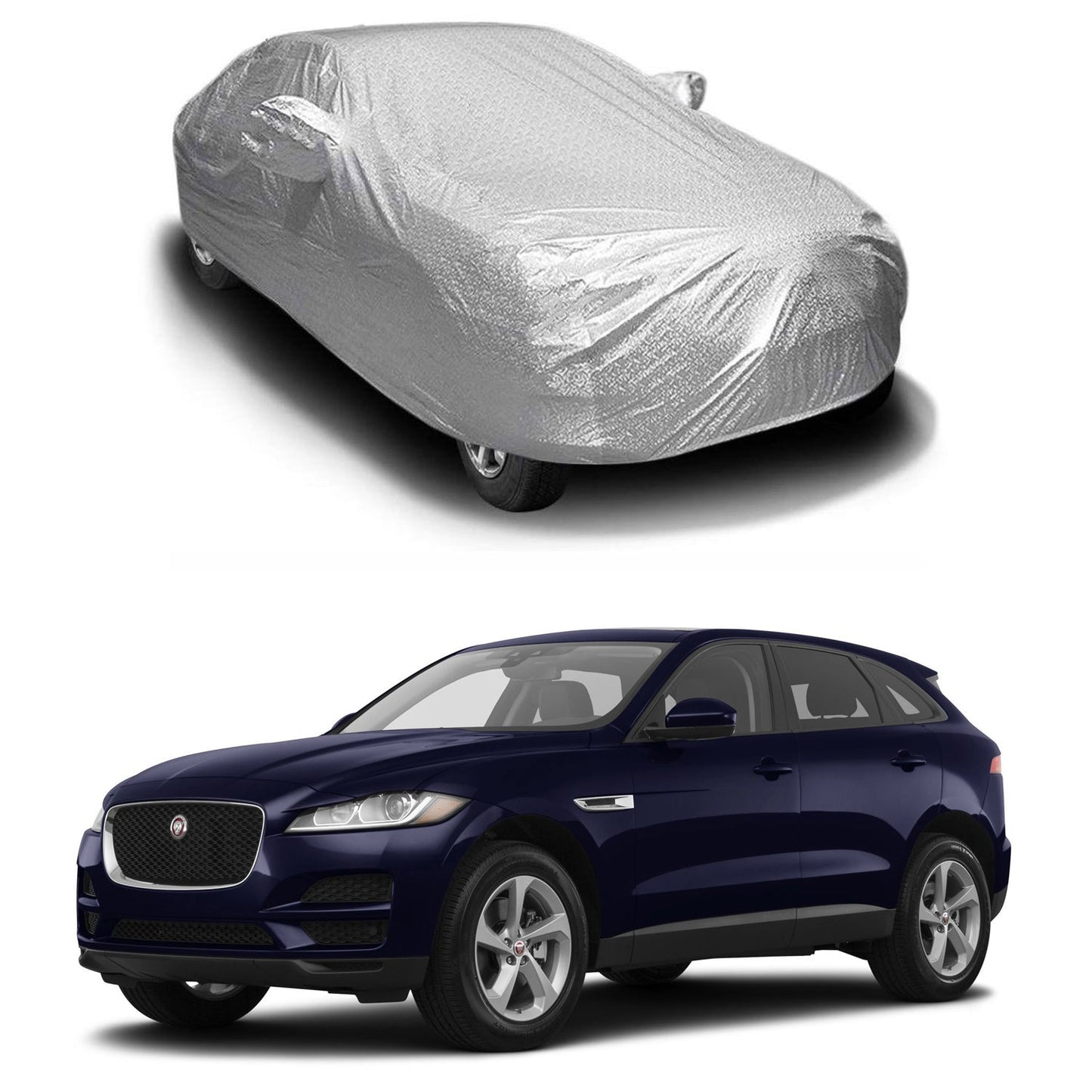 Oshotto Spyro Silver Anti Reflective, dustproof and Water Proof Car Body Cover with Mirror Pockets For Jaguar F-PACE