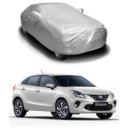 Oshotto Spyro Silver Anti Reflective, dustproof and Water Proof Car Body Cover with Mirror Pockets For Toyota Glanza