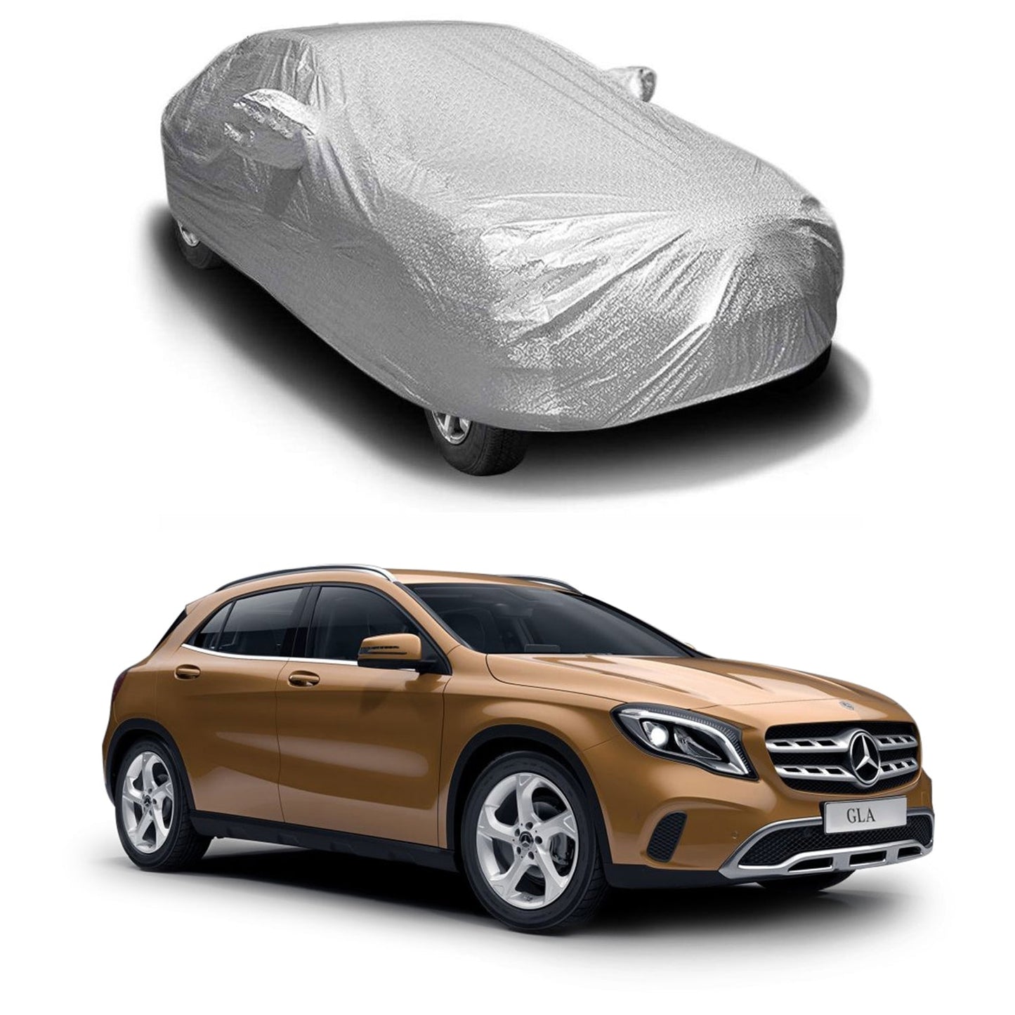 Oshotto Spyro Silver Anti Reflective, dustproof and Water Proof Car Body Cover with Mirror Pockets For Mercedes Benz GLA