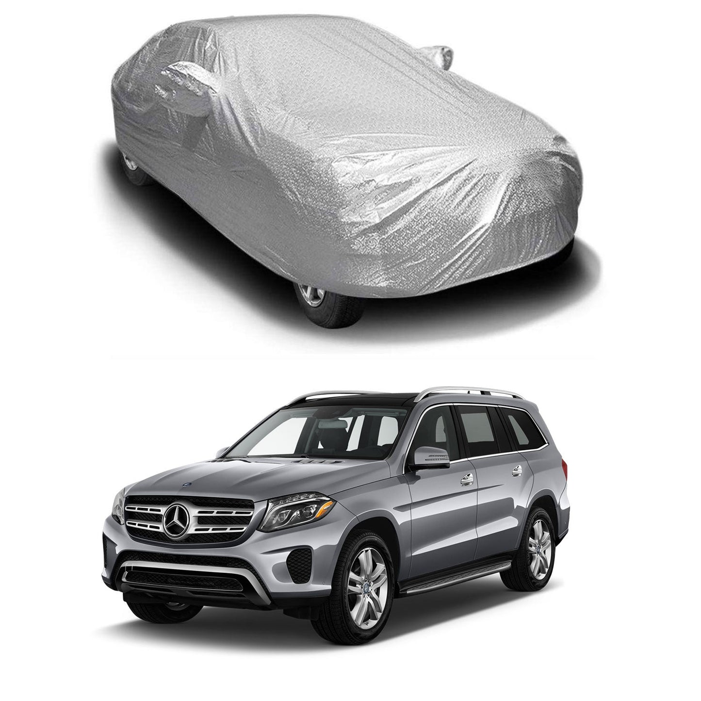 Oshotto Spyro Silver Anti Reflective, dustproof and Water Proof Car Body Cover with Mirror Pockets For Mercedes Benz GLS