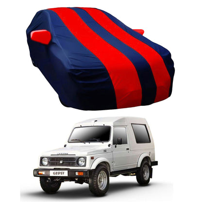 Oshotto Taffeta Car Body Cover with Mirror Pocket For Maruti Suzuki Gypsy (Red, Blue)