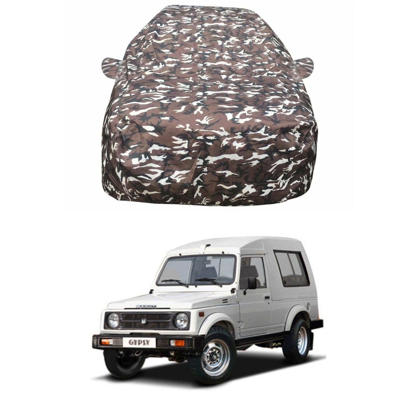 Oshotto Ranger Design Made of 100% Waterproof Fabric Car Body Cover with Mirror Pocket For Maruti Suzuki Gypsy