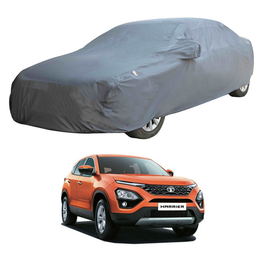 Oshotto Dark Grey 100% Anti Reflective, dustproof and Water Proof Car Body Cover with Mirror Pockets For Tata Harrier