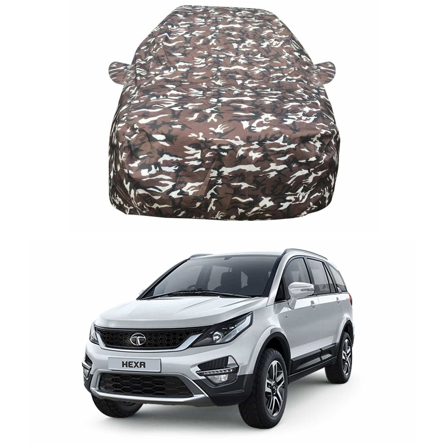 Oshotto Ranger Design Made of 100% Waterproof Fabric Car Body Cover with Mirror Pockets For Tata Hexa