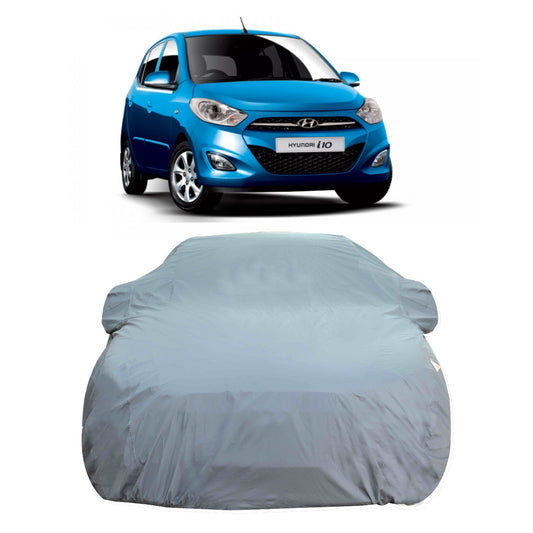 Oshotto Dark Grey 100% Anti Reflective, dustproof and Water Proof Car Body Cover with Mirror Pocket For Hyundai i10 Old