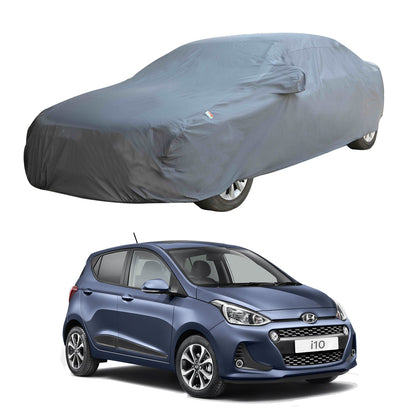 Oshotto Dark Grey 100% Anti Reflective, dustproof and Water Proof Car Body Cover with Mirror Pocket For Hyundai i10