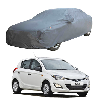 Oshotto Dark Grey 100% Anti Reflective, dustproof and Water Proof Car Body Cover with Mirror Pockets For Hyundai i20 (2008-2012)